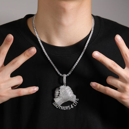 Flexing Boutique 2023✥𝔾𝕣𝕠𝕦𝕟𝕕ℤ𝕖𝕣𝕠®✥European and American Hip Hop Handshake United Stainless Steel Pendant Pendant Necklace Unisex Men and Women Street 