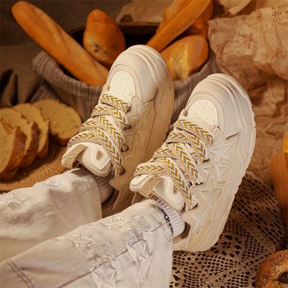 GZ Flexing shoes 2024 歐美街頭設計感時尚星星奶油麵包增高滑板鞋