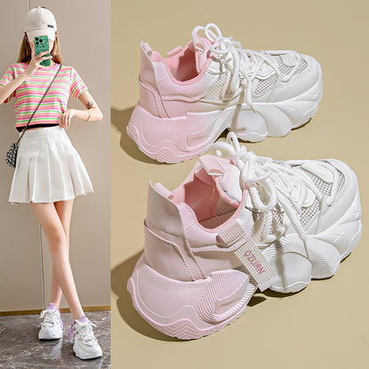 𝔾𝕣𝕠𝕦𝕟𝕕ℤ𝕖𝕣𝕠®－Flexing－shoes✥2024✥美式超激增高保底8cm少女感雙拼色顯瘦女款老爹走路鞋(35-40號)M808