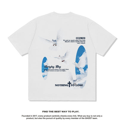 G.Z 邁阿密南岸✥𝔾𝕣𝕠𝕦𝕟𝕕ℤ𝕖𝕣𝕠®✥２０２4南裝大佬/美式嘻哈和平鴿寬鬆厚磅數純棉男女中性T-Shirt上衣