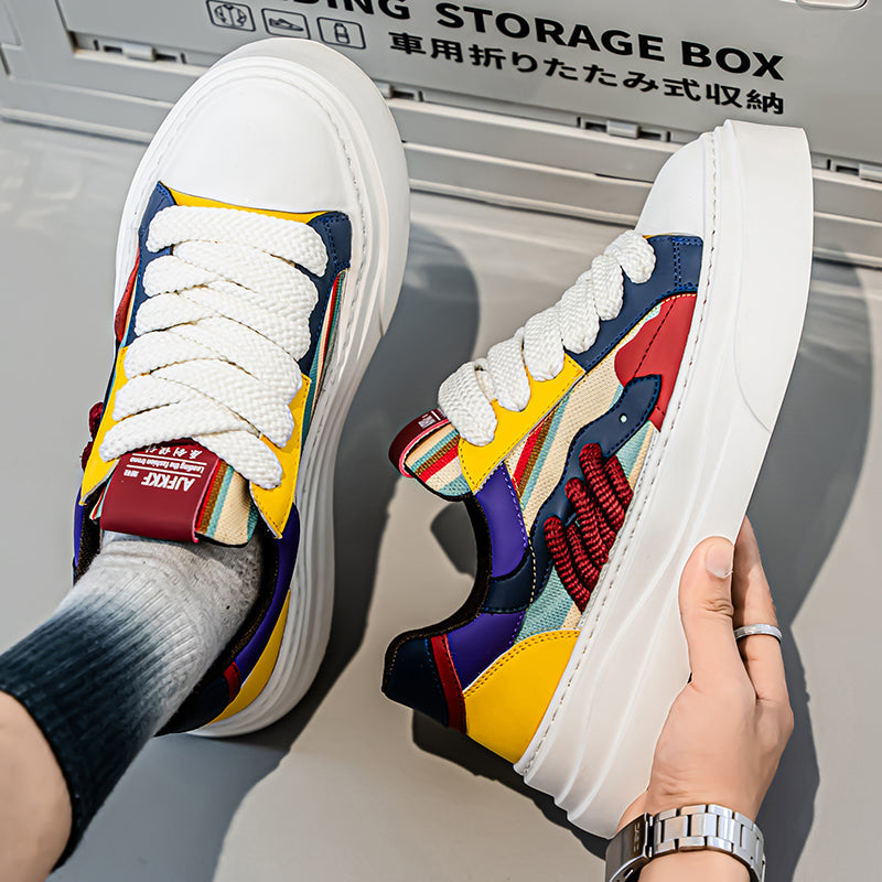 𝔾𝕣𝕠𝕦𝕟𝕕ℤ𝕖𝕣𝕠®－Flexing－shoes✥2025✥美式夏季新款透氣拚彩增高平底休閒滑板鞋LH591