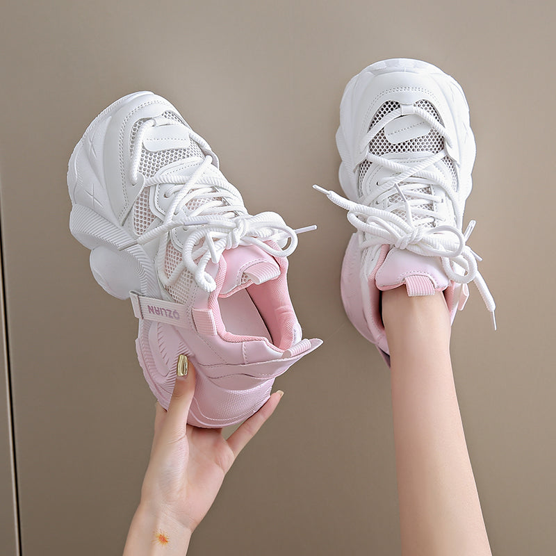 𝔾𝕣𝕠𝕦𝕟𝕕ℤ𝕖𝕣𝕠®－Flexing－shoes✥2024✥美式超激增高保底8cm少女感雙拼色顯瘦女款老爹走路鞋(35-40號)M808