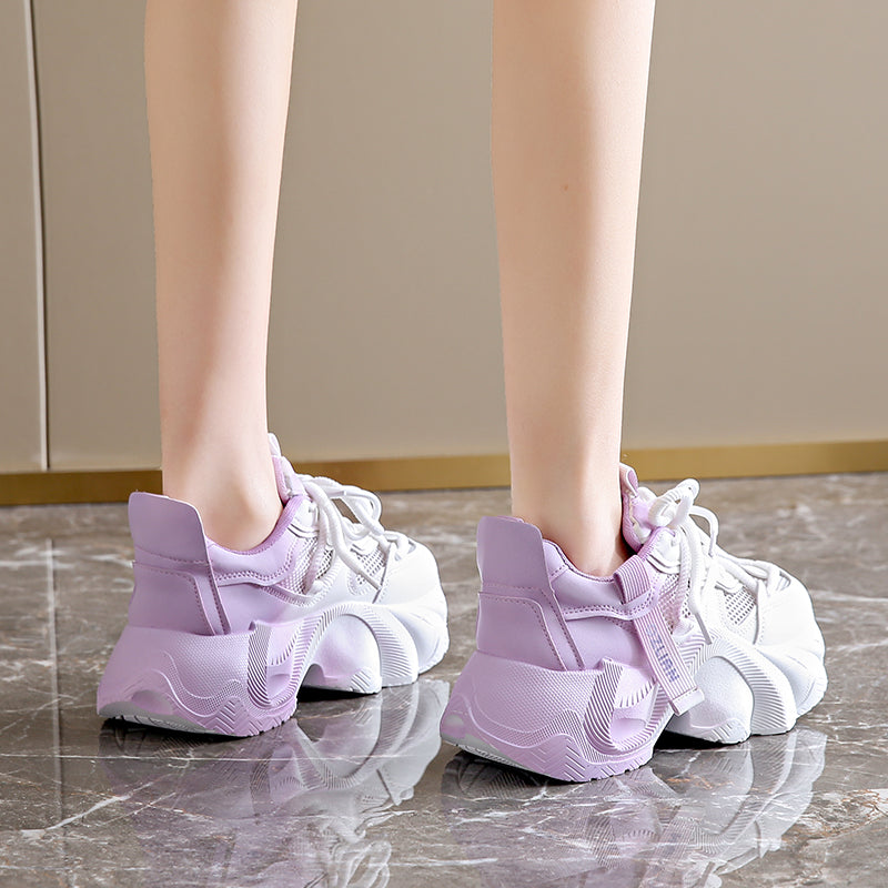 𝔾𝕣𝕠𝕦𝕟𝕕ℤ𝕖𝕣𝕠®－Flexing－shoes✥2024✥美式超激增高保底8cm少女感雙拼色顯瘦女款老爹走路鞋(35-40號)M808