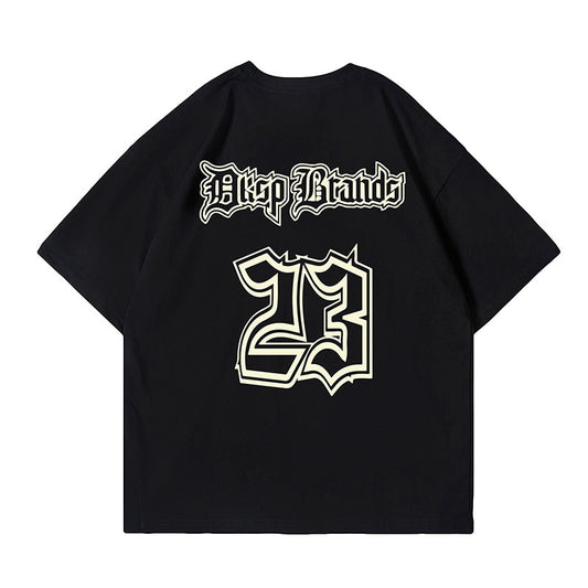 G.Z LA西岸 2024 春夏新款【✟純愛西岸✟】歐美嘻哈歌德23字體寬鬆重磅情侶T-Shirt