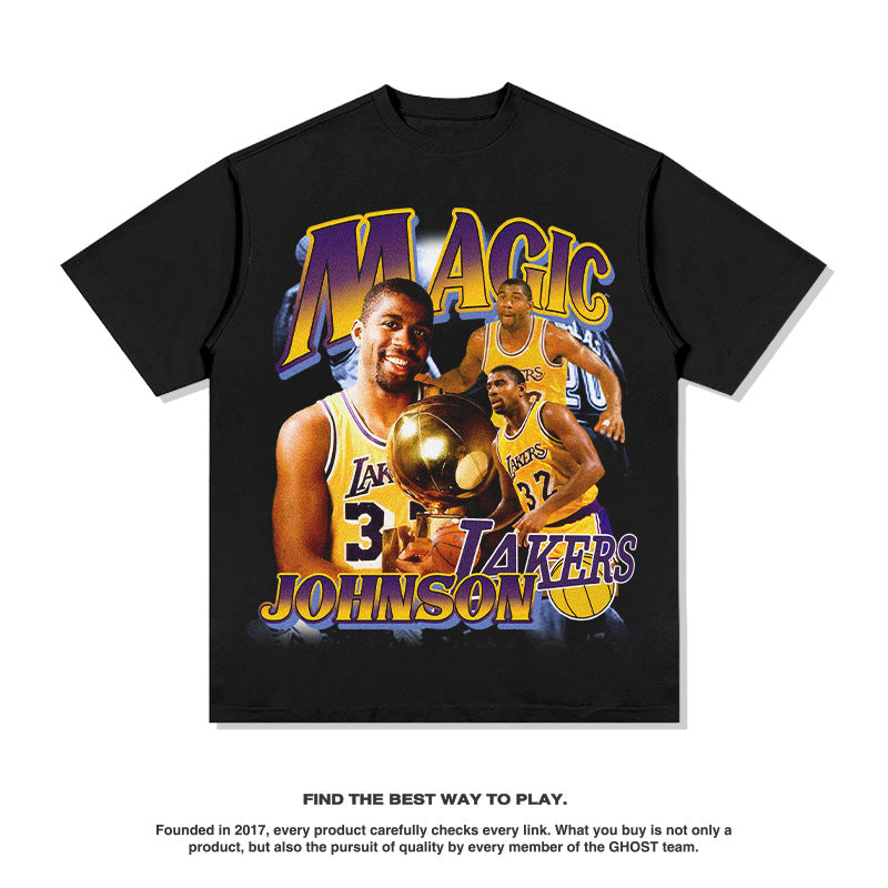 G.Z 邁阿密南岸✥𝔾𝕣𝕠𝕦𝕟𝕕ℤ𝕖𝕣𝕠®✥２０２３南裝大佬/超厚磅-美式休閒97'年魔術強森重磅數中性短袖T-Shirt