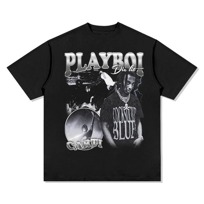 G.Z 邁阿密南岸✥𝔾𝕣𝕠𝕦𝕟𝕕ℤ𝕖𝕣𝕠®✥２０２4南裝大佬/美式嘻哈Playboi-Carti寬鬆厚磅數純棉男女中性T-Shirt上衣
