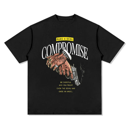 G.Z 邁阿密南岸✥𝔾𝕣𝕠𝕦𝕟𝕕ℤ𝕖𝕣𝕠®✥２０２３南裝大佬/超厚磅-美式休閒-暗黑嘻哈系列手槍重磅數中性短袖T-Shirt