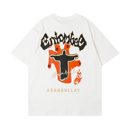 G.Z 邁阿密南岸✥𝔾𝕣𝕠𝕦𝕟𝕕ℤ𝕖𝕣𝕠®✥２０２4南裝大佬/美式嘻哈休閒火焰耶穌純棉男女中性T-Shirt上衣