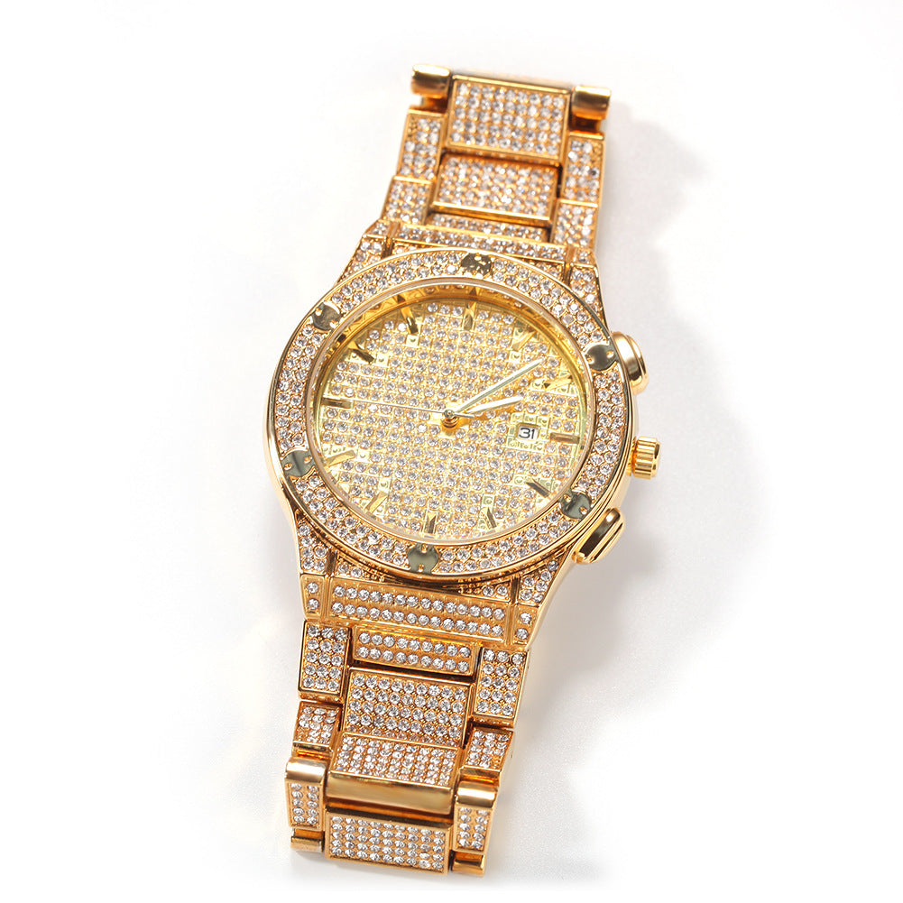 Flexing boutique 2023✥𝔾𝕣𝕠𝕦𝕟𝕕ℤ𝕖𝕣𝕠®✥European and American hip-hop full diamond English large dial color diamond neutral watch watch mechanical watch 