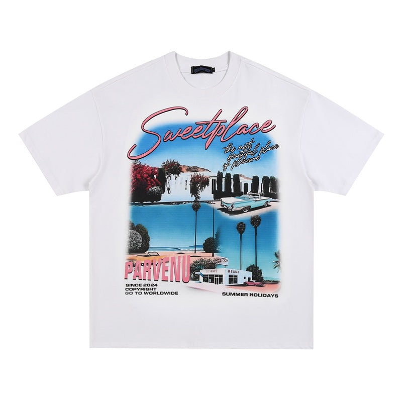 G.Z LA西岸 2024 春夏新款【✟純愛西岸✟】歐美西岸嘻哈印花寬鬆T-Shirt