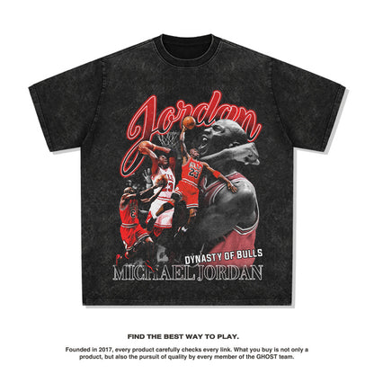G.Z 邁阿密南岸✥𝔾𝕣𝕠𝕦𝕟𝕕ℤ𝕖𝕣𝕠®✥２０２３南裝大佬/超厚磅-美式休閒97'年滿版芝加哥喬丹重磅數中性短袖T-Shirt