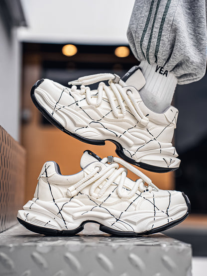 𝔾𝕣𝕠𝕦𝕟𝕕ℤ𝕖𝕣𝕠®－Flexing－shoes✥25-26✥美式新款潑墨線條增高加厚休閒老爹鞋C5560