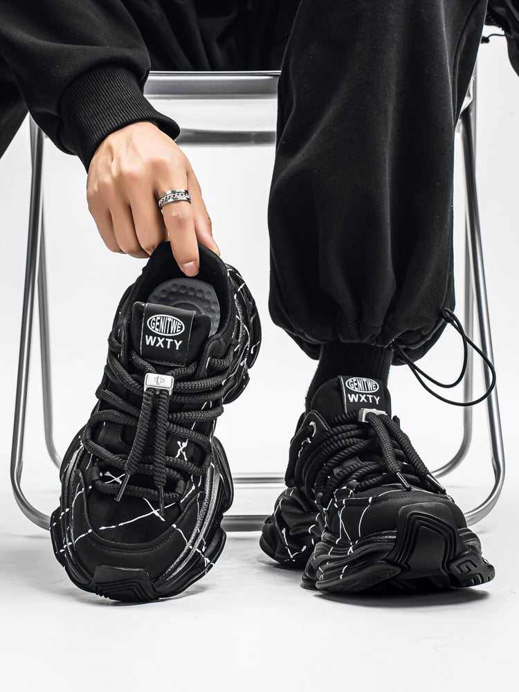 𝔾𝕣𝕠𝕦𝕟𝕕ℤ𝕖𝕣𝕠®－Flexing－shoes✥25-26✥美式新款潑墨線條增高加厚休閒老爹鞋C5560