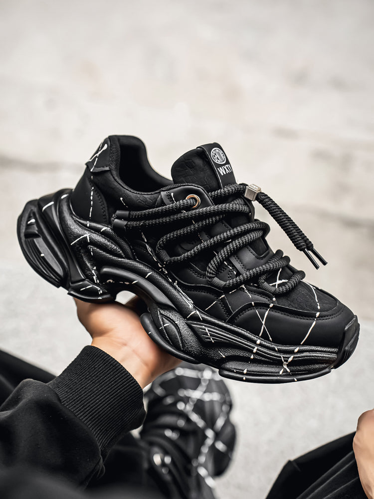 𝔾𝕣𝕠𝕦𝕟𝕕ℤ𝕖𝕣𝕠®－Flexing－shoes✥25-26✥美式新款潑墨線條增高加厚休閒老爹鞋C5560