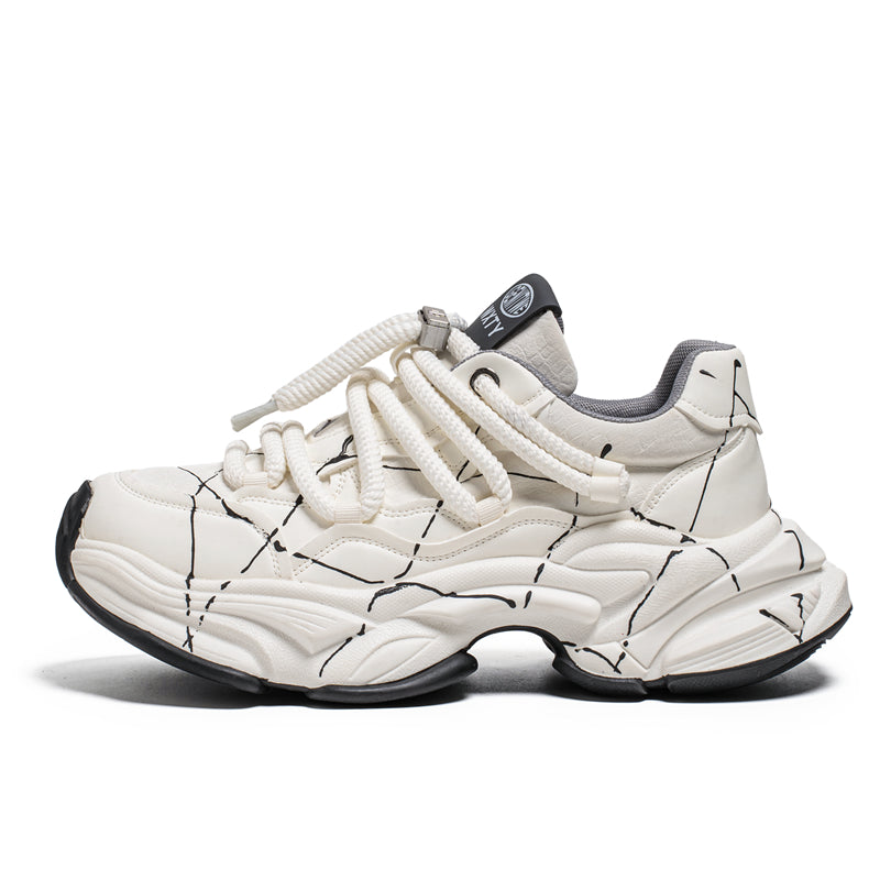 𝔾𝕣𝕠𝕦𝕟𝕕ℤ𝕖𝕣𝕠®－Flexing－shoes✥25-26✥美式新款潑墨線條增高加厚休閒老爹鞋C5560