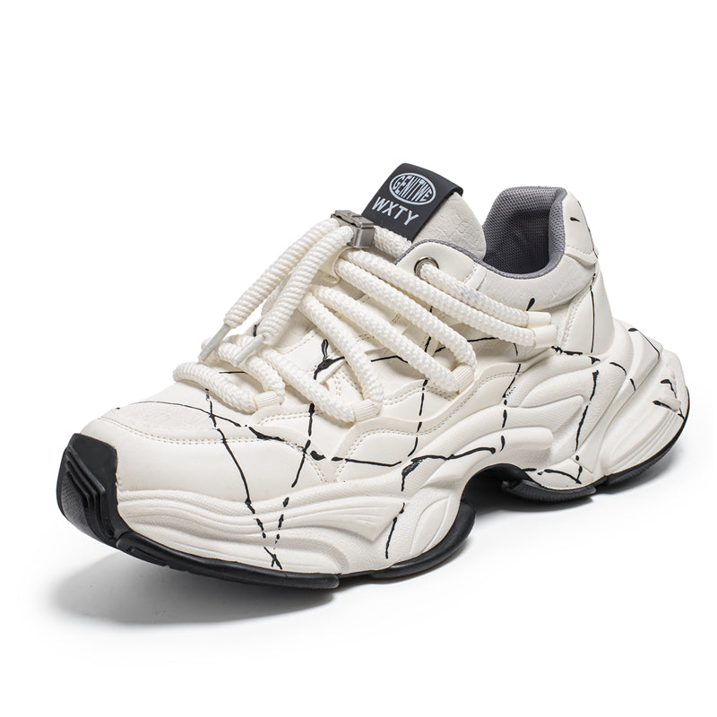 𝔾𝕣𝕠𝕦𝕟𝕕ℤ𝕖𝕣𝕠®－Flexing－shoes✥25-26✥美式新款潑墨線條增高加厚休閒老爹鞋C5560