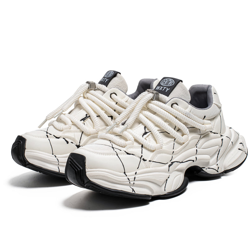 𝔾𝕣𝕠𝕦𝕟𝕕ℤ𝕖𝕣𝕠®－Flexing－shoes✥25-26✥美式新款潑墨線條增高加厚休閒老爹鞋C5560