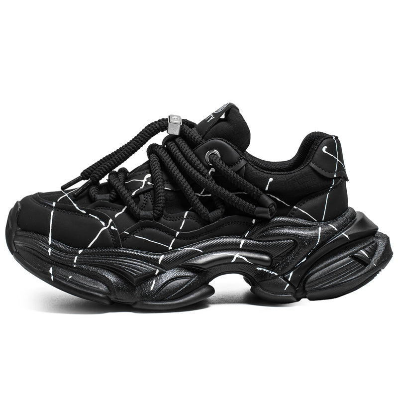 𝔾𝕣𝕠𝕦𝕟𝕕ℤ𝕖𝕣𝕠®－Flexing－shoes✥25-26✥美式新款潑墨線條增高加厚休閒老爹鞋C5560