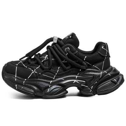 𝔾𝕣𝕠𝕦𝕟𝕕ℤ𝕖𝕣𝕠®－Flexing－shoes✥25-26✥美式新款潑墨線條增高加厚休閒老爹鞋C5560