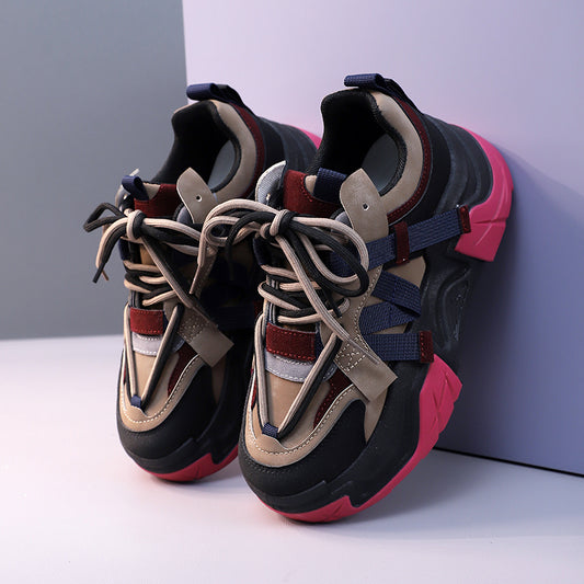 𝔾𝕣𝕠𝕦𝕟𝕕ℤ𝕖𝕣𝕠®－Flexing－shoes✥2025年✥美式新款厚底增高混色女款老爹走路鞋(現貨)