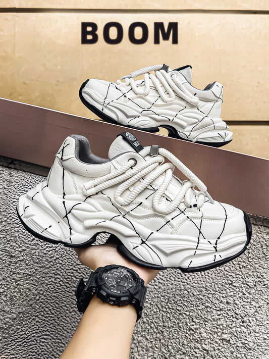 𝔾𝕣𝕠𝕦𝕟𝕕ℤ𝕖𝕣𝕠®－Flexing－shoes✥25-26✥美式新款潑墨線條增高加厚休閒老爹鞋C5560