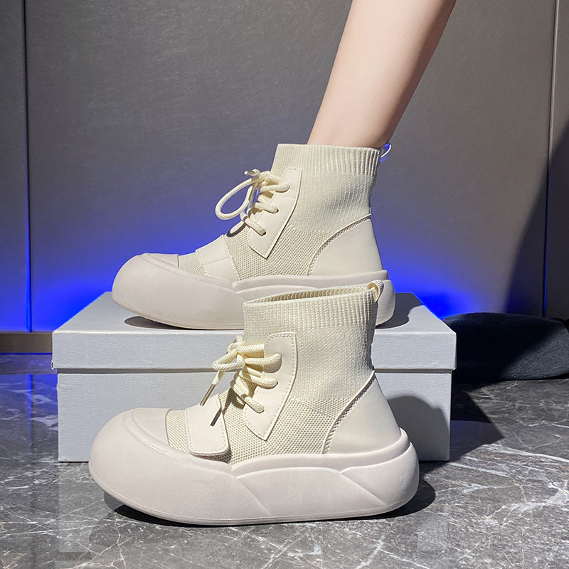 𝔾𝕣𝕠𝕦𝕟𝕕ℤ𝕖𝕣𝕠®－Flexing－shoes✥2024✥美式厚底增高少女感襪套女款麵包鞋走路鞋(35-40號)TX133