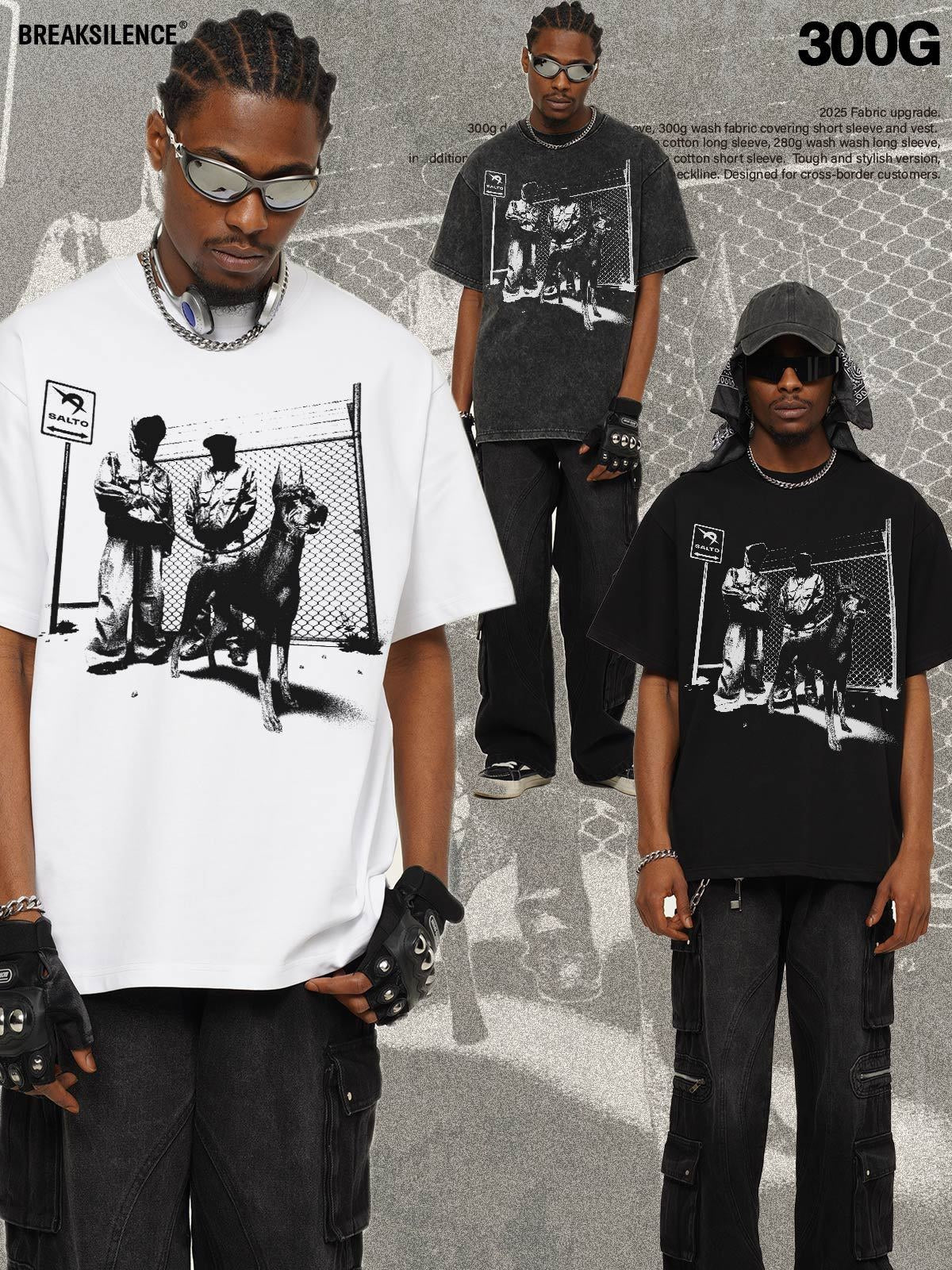 G.Z邁阿密南岸𝔾𝕣𝕠𝕦𝕟𝕕ℤ𝕖𝕣𝕠®✥南裝大佬✥ 美式嘻哈水洗重磅數男女中性杜賓犬短袖上衣T-Shirt(亞洲版型)