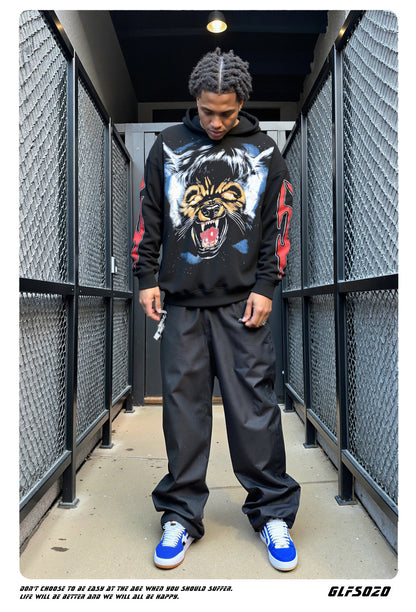 𝔾𝕣𝕠𝕦𝕟𝕕ℤ𝕖𝕣𝕠®2026年秋冬款復古暗夜惡狼連帽長袖上衣T-SHIRT