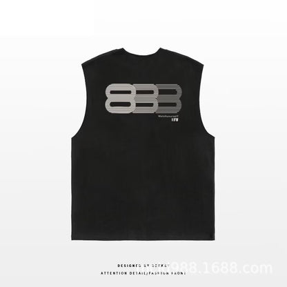 ♠𝔾𝕣𝕠𝕦𝕟𝕕ℤ𝕖𝕣𝕠♠美式風格夏日新款棉質888大尺寸無袖運動背心