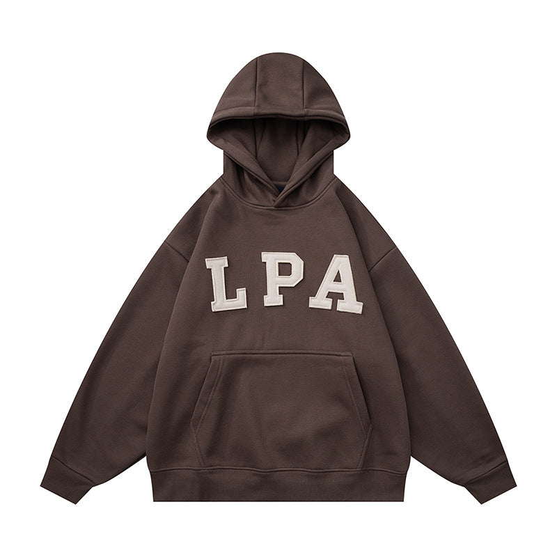 𝔾𝕣𝕠𝕦𝕟𝕕ℤ𝕖𝕣𝕠®2026年秋冬款復古新款厚磅數貼布字母連帽長袖T-shrit 3色