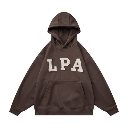 𝔾𝕣𝕠𝕦𝕟𝕕ℤ𝕖𝕣𝕠®2026年秋冬款復古新款厚磅數貼布字母連帽長袖T-shrit 3色