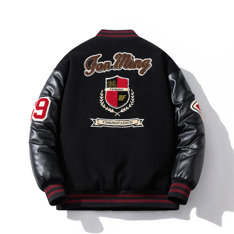 🔥𝔾𝕣𝕠𝕦𝕟𝕕⇔ℤ𝕖𝕣𝕠®25-26年秋冬新款vintag防風復古PU皮革刺繡大學棒球外套