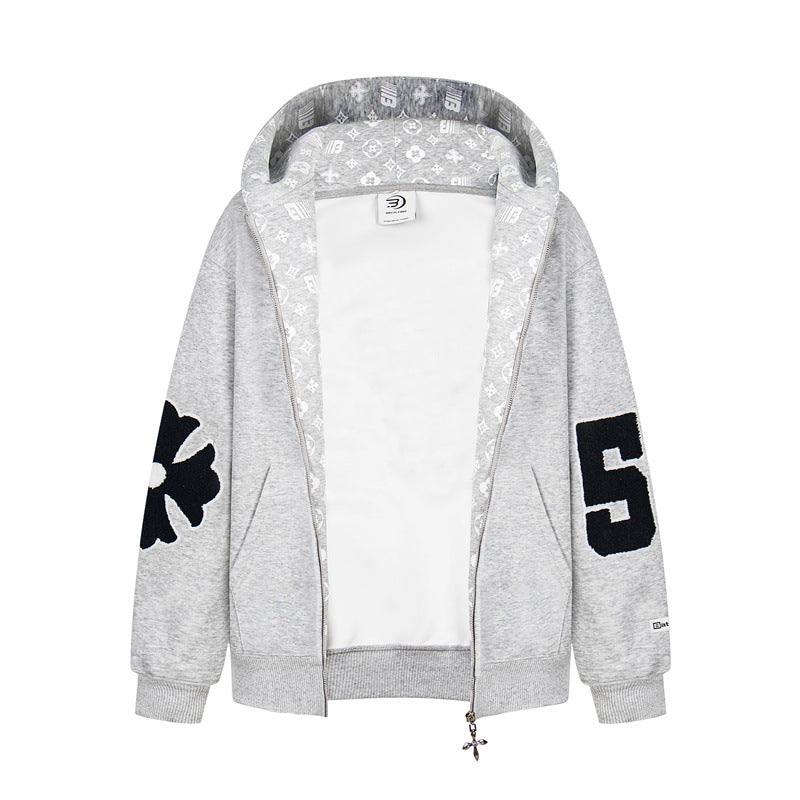 𝔾𝕣𝕠𝕦𝕟𝕕ℤ𝕖𝕣𝕠®2026年秋冬款新款經典復古老花數字連帽夾克外套 4色