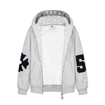 𝔾𝕣𝕠𝕦𝕟𝕕ℤ𝕖𝕣𝕠®2026年秋冬款新款經典復古老花數字連帽夾克外套 4色