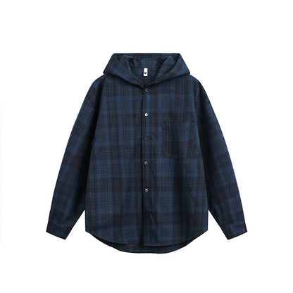 𝔾𝕣𝕠𝕦𝕟𝕕ℤ𝕖𝕣𝕠®2026年秋冬款復古新款修身版連帽垂感長袖夾克襯衫