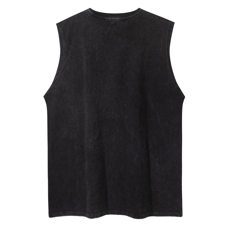 ♠ 𝔾𝕣𝕠𝕦𝕟𝕕ℤ𝕖𝕣𝕠♠美式風格夏日新款水洗厚磅數蒙面匪徒肩無袖背心T-Shirt