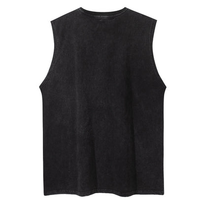 ♠ 𝔾𝕣𝕠𝕦𝕟𝕕ℤ𝕖𝕣𝕠♠美式風格夏日新款水洗厚磅數蒙面匪徒肩無袖背心T-Shirt