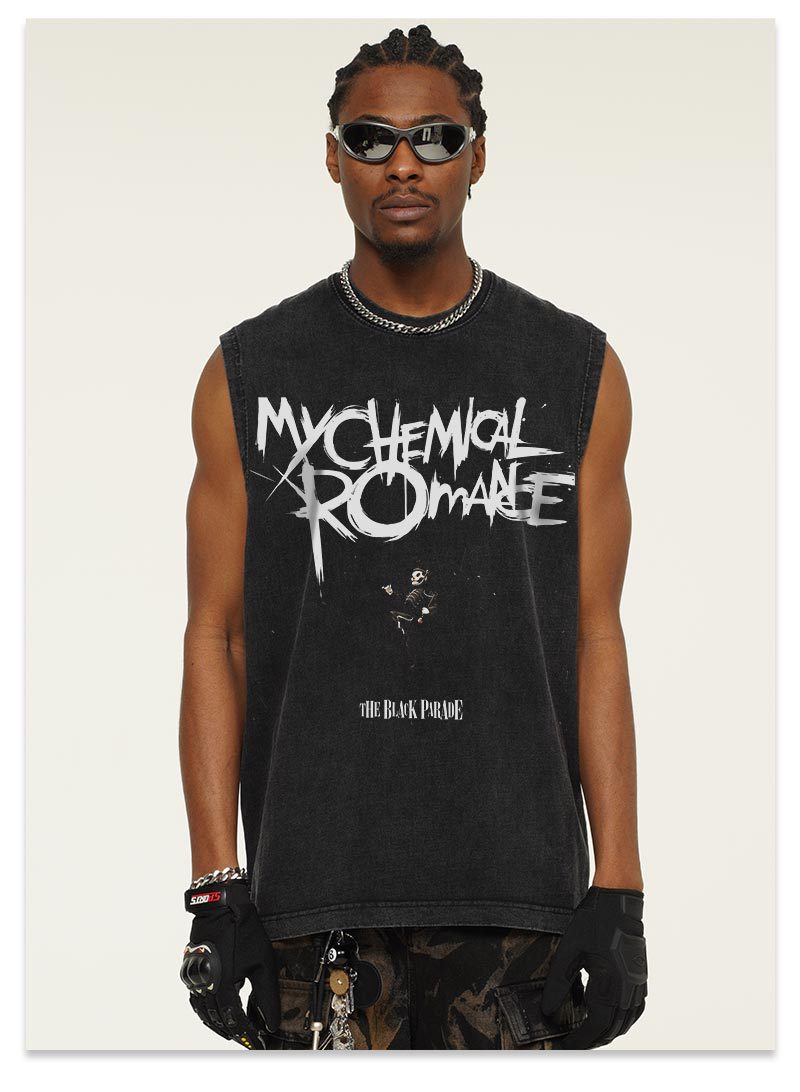 G.Z邁阿密南岸𝔾𝕣𝕠𝕦𝕟𝕕ℤ𝕖𝕣𝕠®✥南裝大佬✥ 美式嘻哈水洗重磅數男女中性My Chemica坎肩背心亞洲版型)