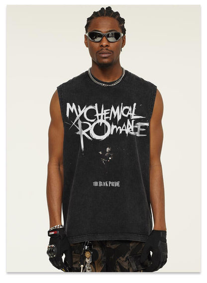 G.Z邁阿密南岸𝔾𝕣𝕠𝕦𝕟𝕕ℤ𝕖𝕣𝕠®✥南裝大佬✥ 美式嘻哈水洗重磅數男女中性My Chemica坎肩背心亞洲版型)