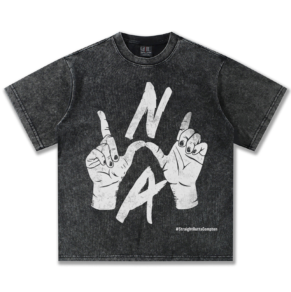 G.Z邁阿密南岸𝔾𝕣𝕠𝕦𝕟𝕕ℤ𝕖𝕣𝕠®✥南裝大佬✥ 美式嘻哈水洗重磅數男女中性N.W.A手勢短袖上衣T-Shirt(亞洲版型)