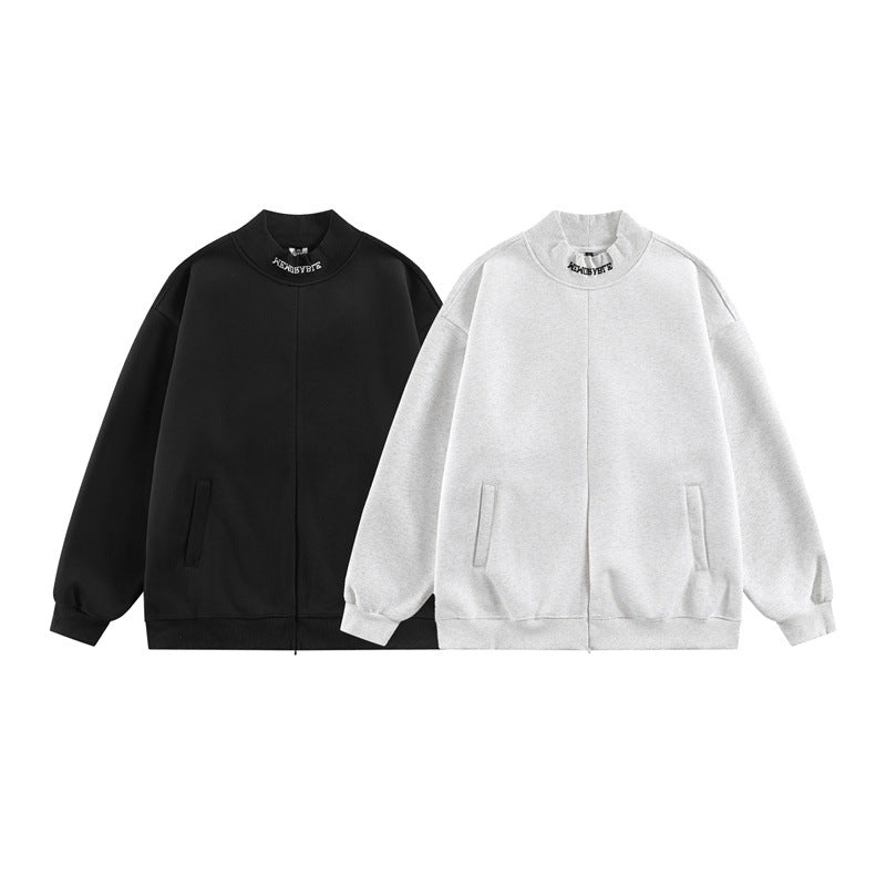 𝔾𝕣𝕠𝕦𝕟𝕕ℤ𝕖𝕣𝕠®2026年秋冬款復古刺繡字母中領半拉練圓領長袖T-SHIRT