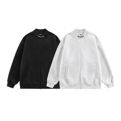 𝔾𝕣𝕠𝕦𝕟𝕕ℤ𝕖𝕣𝕠®2026年秋冬款復古刺繡字母中領半拉練圓領長袖T-SHIRT