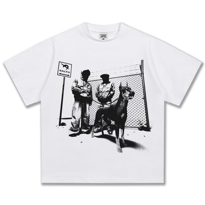 G.Z邁阿密南岸𝔾𝕣𝕠𝕦𝕟𝕕ℤ𝕖𝕣𝕠®✥南裝大佬✥ 美式嘻哈水洗重磅數男女中性杜賓犬短袖上衣T-Shirt(亞洲版型)