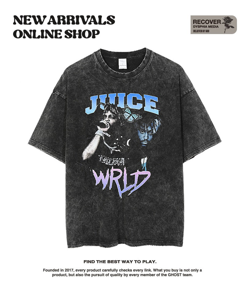 G.Z 邁阿密南岸✥𝔾𝕣𝕠𝕦𝕟𝕕ℤ𝕖𝕣𝕠®✥２０２4南裝大佬/美式嘻哈Juice-Wrld寬鬆厚磅數純棉男女中性T-Shirt上衣