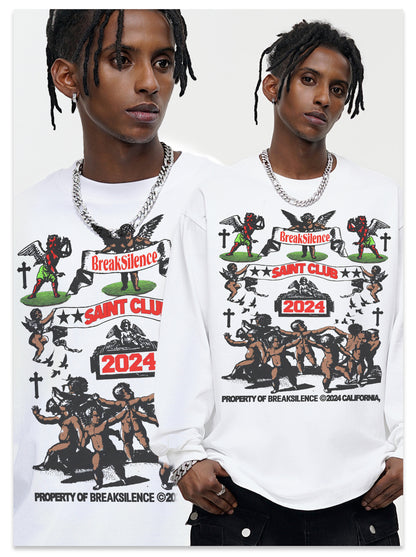 G.Z邁阿密南岸𝔾𝕣𝕠𝕦𝕟𝕕ℤ𝕖𝕣𝕠®✥南裝大佬✥ 美式嘻哈水280g天使俱樂部長袖上衣T-Shirt