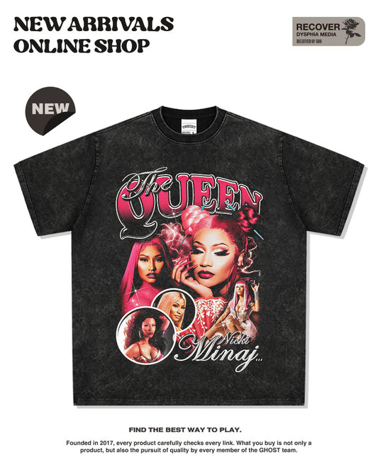 G.Z邁阿密南岸✥𝔾𝕣𝕠𝕦𝕟𝕕ℤ𝕖𝕣𝕠®✥2025年南裝大佬/美式嘻哈寬鬆厚磅數純棉Nicki Minaj男女中性T-Shirt上衣