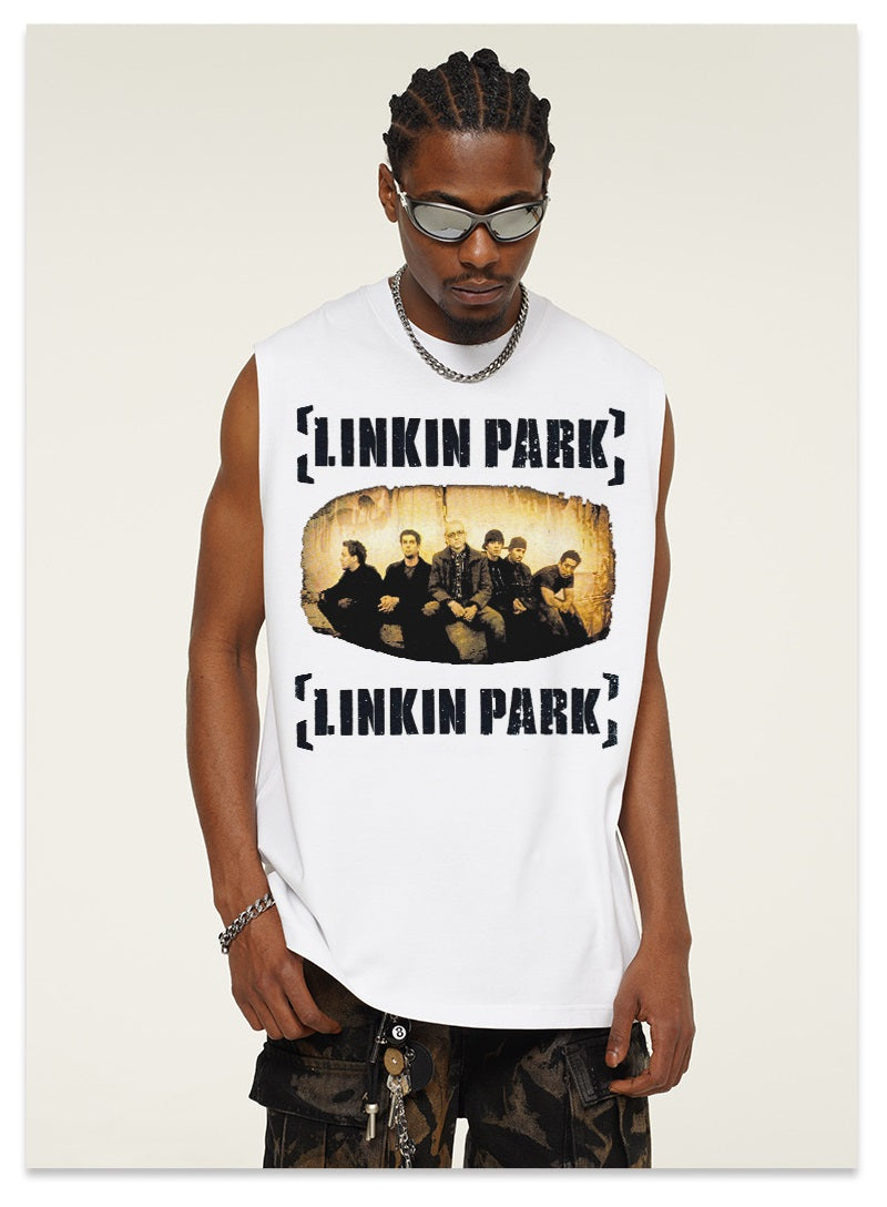 G.Z邁阿密南岸𝔾𝕣𝕠𝕦𝕟𝕕ℤ𝕖𝕣𝕠®✥南裝大佬✥ 美式嘻哈水洗重磅數男女中性Linkin Park坎肩背心亞洲版型)