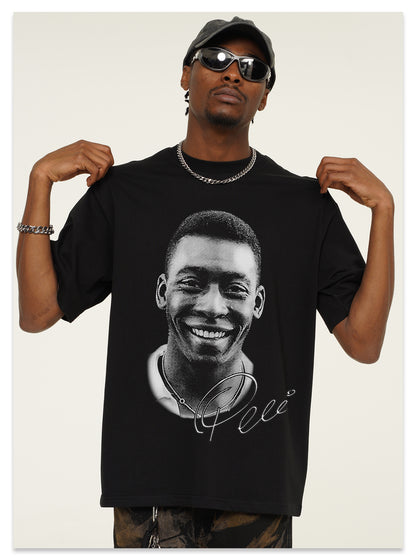 G.Z邁阿密南岸𝔾𝕣𝕠𝕦𝕟𝕕ℤ𝕖𝕣𝕠®✥南裝大佬✥ 美式嘻哈水洗重磅數男女中性球王貝利T-Shirt短袖上衣(亞洲版型)