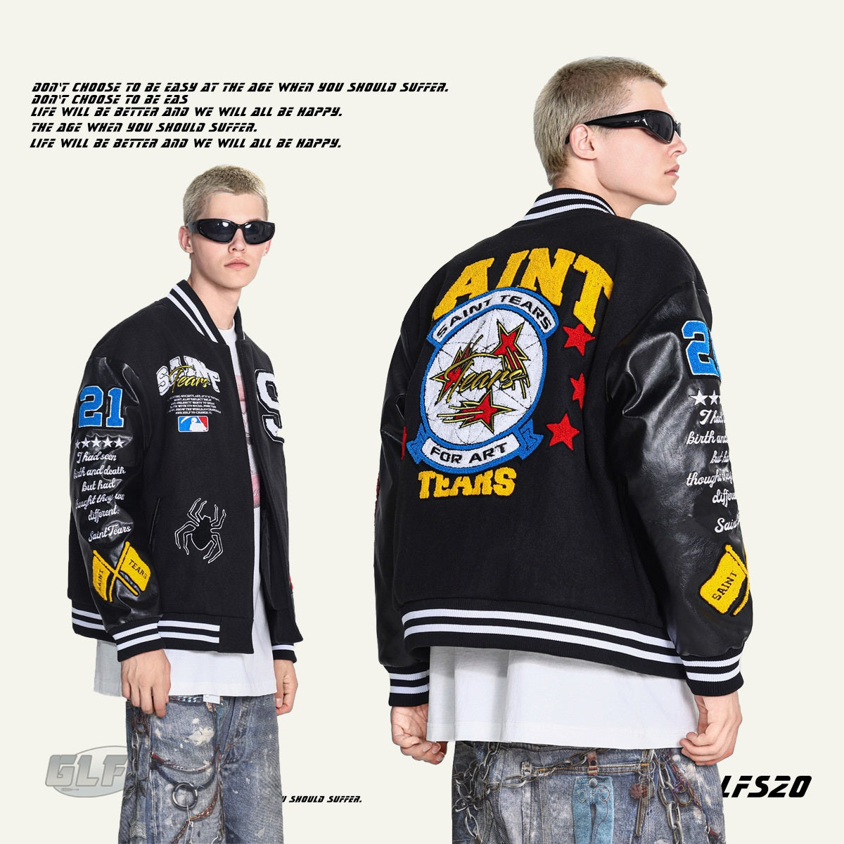 𝔾𝕣𝕠𝕦𝕟𝕕ℤ𝕖𝕣𝕠®2026年秋冬新款美式嘻哈滿版刺繡PU皮革棒球外套