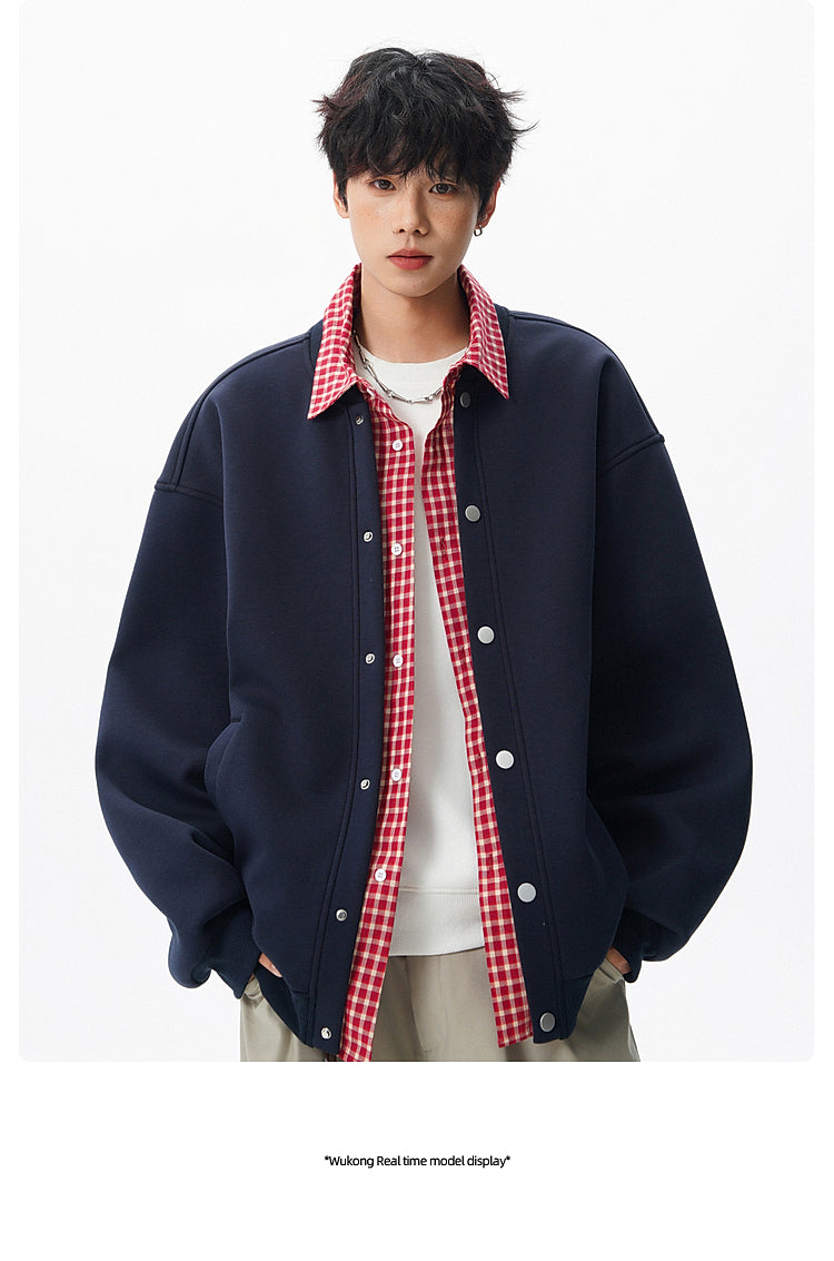𝔾𝕣𝕠𝕦𝕟𝕕ℤ𝕖𝕣𝕠®2026年秋冬款復古假兩件式立領百搭棒球夾克外套